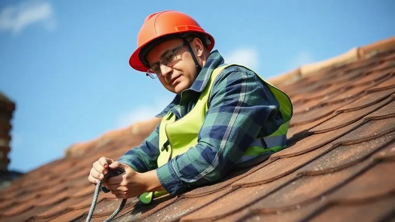 A professional carrying out roofing near Luton